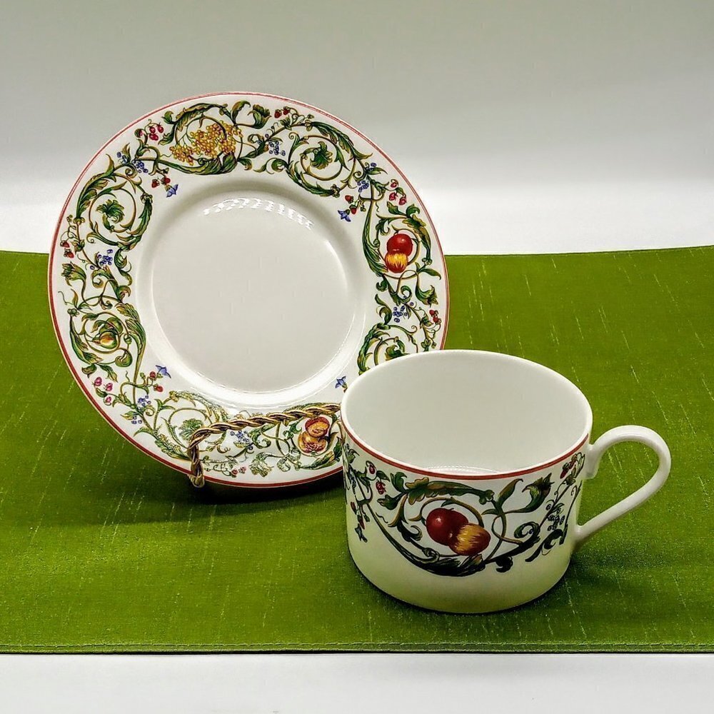 Vintage Sasaki Garland by Stephen Dweck Porcelain Flat Cup & Saucer